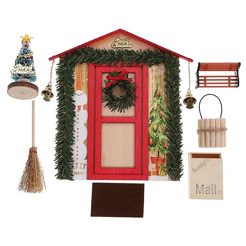 TOBBOMEY 1 Satz Puppenhausverzierung Mini-dekor Miniatur-Weihnachtsbaum Weihnachts-miniaturbausatz Mini- -weihnachtsszenenstütze Kinderspielzeug Weihnachtspuppenhaus Hölzern Rot von TOBBOMEY