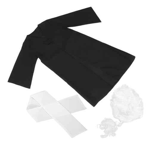 TOBBOMEY 1 Satz Richteruniform für Kostüm Zubehör Jungs Haken Richtermantel für Kleinkinder Spielhaus-Party-Perücke Richter für Kinderoutfits Party Perücke Polyester Black von TOBBOMEY