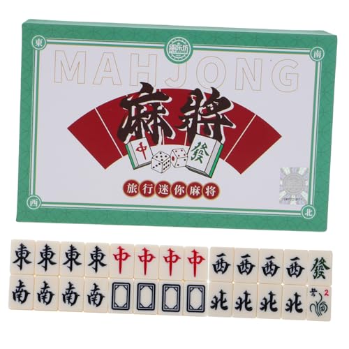 TOBBOMEY 1 Schachtel Mini-Mahjong-Steine Miniatur-Mahjong-kit Mahjong-Requisiten Mini-reiseutensilien Mahjong-brettspiel Interessantes Mahjong-kit Mahjong Im Taschenformat Melamin von TOBBOMEY