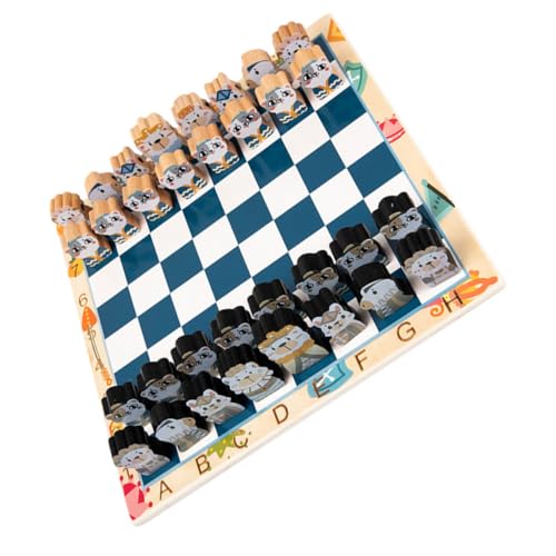 TOBBOMEY 1 Set Cartoon Schach Spielzeug Stereo Schachspiel Holzschach Set Indoor Schachspielzeug von TOBBOMEY