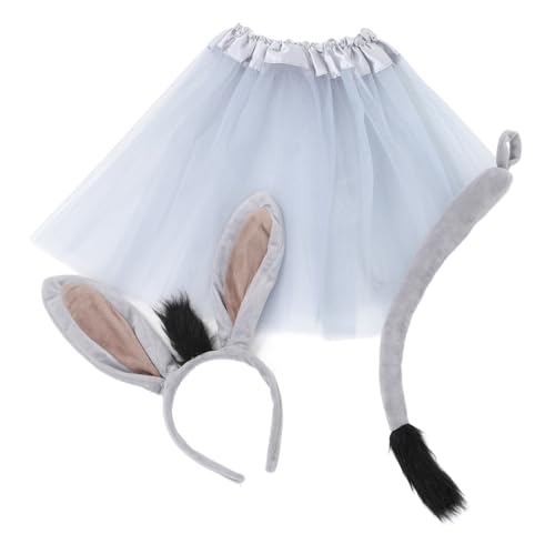 TOBBOMEY 1 Set Esel Ohren Stirnband Und Tutu Kostüm Set Dschungel Zoo Tiere Cosplay Prop Für Für Halloween Karneval Geburtstag Parteien Gefälligkeiten von TOBBOMEY