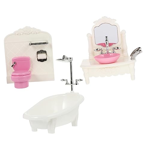 TOBBOMEY 1 Set Mini Badezimmerzubehör Mini Waschbecken Closedool Badewanne Modell Kind Spielzeug (zufällige Farbe) von TOBBOMEY