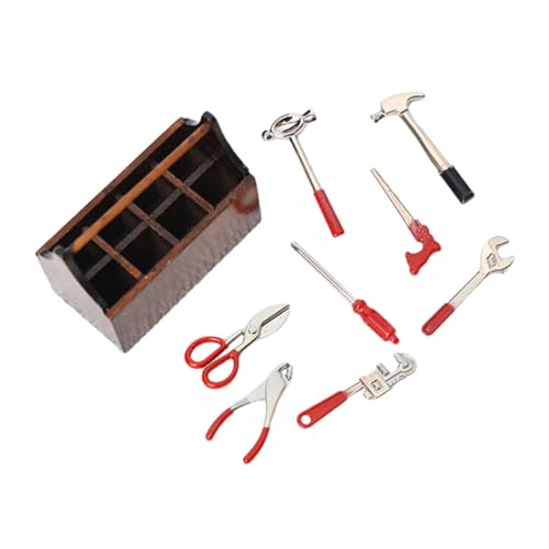 TOBBOMEY 1 Set Miniature Toolbox Kid Kid Präsentiert Ornamente Für Mini Toolbox Dollhouse Miniatur Tools Dollhouse Miniaturen Puppenhauszubehör Holz Kaffee von TOBBOMEY