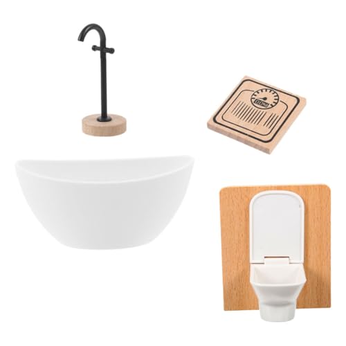 TOBBOMEY 1 Set Puppenzimmer Badezimmer Szene Dekorationen Minispielzeug Badewanne Puppenhaus Badewanne Spielzeughaus Miniaturboden Duschraum Modell Badezimmer Zubehör Kunststoff von TOBBOMEY