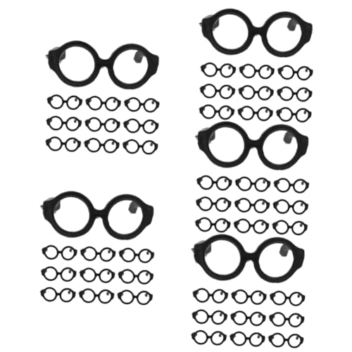 TOBBOMEY 100 STK Puppenbrille Puppe Mini-Brille Puppe Verkleiden Zubehör Brillenrequisiten Zum Anziehen Dekorative Glasdekore Lustige Brillendekore Entzückende Mini-Brille Black Plastik von TOBBOMEY