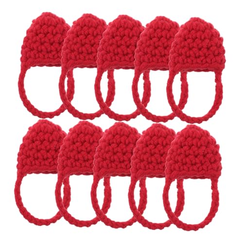 TOBBOMEY 10Pcs Puppenhandtasche Familie Picknickwagen Für Puppen Mädchen Tun Puppenauto Kleine Geldbeutel Häkelpuppe Handtasche Rotes Garn von TOBBOMEY