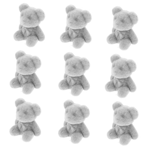 TOBBOMEY 10St Mini-Bärpuppe pummeluff Kuscheltier beschwertes Kuscheltier for tischdeko esstisch hohzeitdeko winzig Jubiläum beflockter Miniaturbär Bärengarten Miniatur PVC Grey von TOBBOMEY