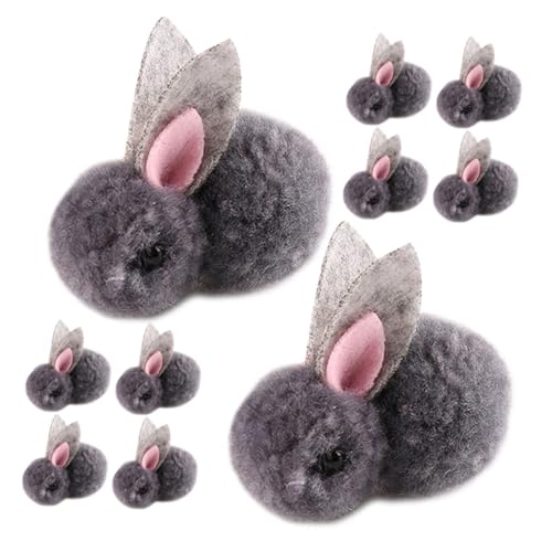 TOBBOMEY 10St Plüsch Häschen Hase Plüschkaninchen Mini-Kaninchen-Plüsch kleine Plüschtiere Kaninchenpuppenspielzeug shöne bescherung Bunny Mini-Kaninchenspielzeug Kleidung schmücken Grey von TOBBOMEY