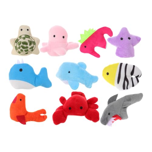 TOBBOMEY 10St Plüschtier Fingerpuppen Cartoon Spielzeug babyspielzeug stofftiere Handpuppen für Kinder Fingerspielzeug für Kinder Kinderspielzeug tierische Fingerpuppe PP Baumwolle von TOBBOMEY