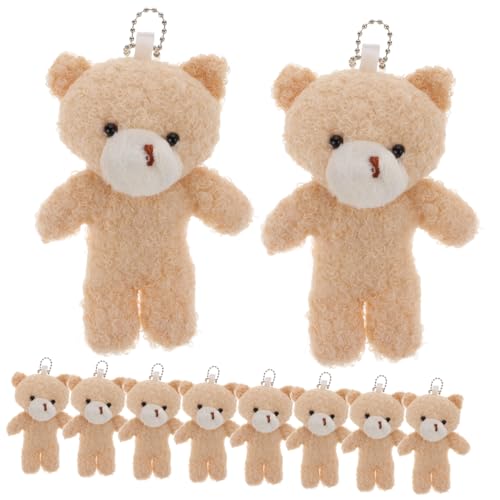 TOBBOMEY 10St Teddybär-Anhänger Multifunktionaler Bärenanhänger Mini-Bärenfiguren kleine Bären kleines Bärenspielzeug hängende kleine Bären Bärenpuppe Mini -Fleece Beige von TOBBOMEY