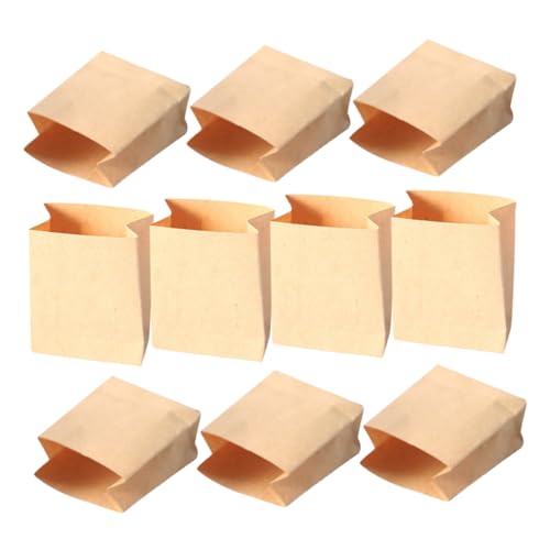 TOBBOMEY 10st Puppenhaus-verpackungsbeutel Mini-haustasche Miniatursachen Mini- -backbeutel Kleine Krafttüten Mini-haussüßigkeiten-verpackungsbeutel Papiertüten Light Brown Kraftpapier von TOBBOMEY