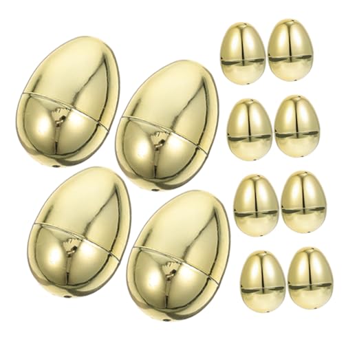 TOBBOMEY 12 Stück Goldene Ostereier Befüllbare Eier Jumbo Ei Förmige Boxen Leere Plastikeier Party Dekoration Goldene Ostereier Eiförmige Befüllbare Partygeschenke Kunsteier Pp von TOBBOMEY