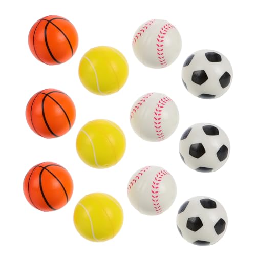 TOBBOMEY 12 Stück Hüpfball Spielzeug Korbball Sportbälle Mini Volleyball Stressbälle Basketball Stressbälle Fußball Partygeschenke Miniatur Basketball Tennis Partygeschenke von TOBBOMEY