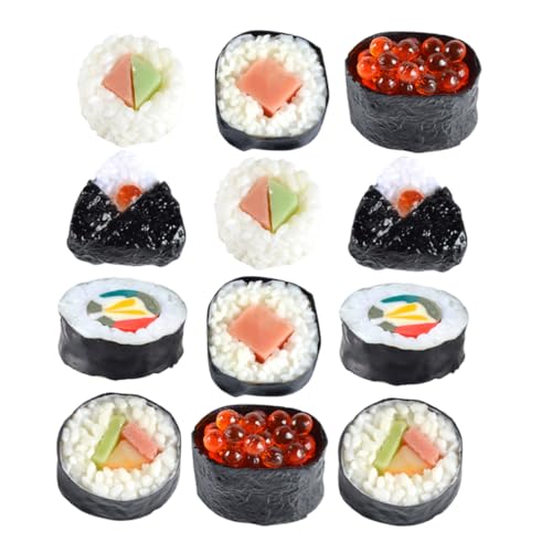 TOBBOMEY 12 Stück Nachahmung Von Sushi Reisbällchen Conure Lebensmittelsimulation Dessertmodell Foto Requisiten Realistisches Sushi Modell Künstliches Japanisches Essen Simuliertes von TOBBOMEY