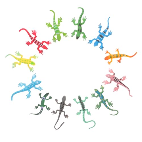 TOBBOMEY 12St Dinosaurier- Gecko Kinderspielzeug Stielspielzeug lernspielzeug Echsen Kleines Reptilientier-Ornament Eidechsenskulptur Plastik von TOBBOMEY