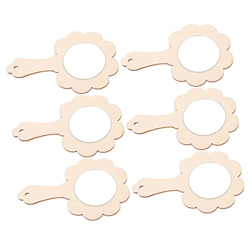 TOBBOMEY 18 STK Holzspiegel Kinderspielzeug Blumenaufkleber Kinder spielset schminke eulenspiegel Kinder basteln für Kinder Zeichenspiegel aus Holz handgefertigte Handspiegel hölzern Khaki von TOBBOMEY