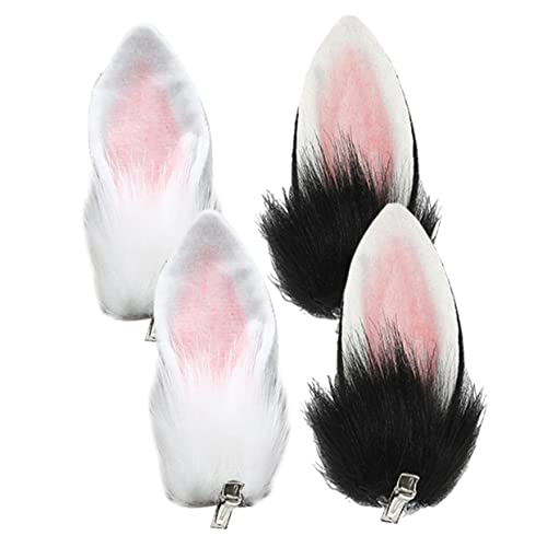 TOBBOMEY 2 Paar Häschen Haarnadel Kaninchen-Cosplay-Kleider Katzenohrspange Kostümzubehör halloween haarschmuck haarklammer kinder Kopfschmuck aus Hasenohren Kaninchen-Cosplay-Kostüm Plüsch von TOBBOMEY