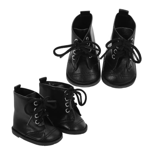 TOBBOMEY Modische 18 Zoll Puppenstiefel aus PU-Leder Mini-Schuhe für Mädchenpuppen Puppenhaus-Puppenschuhe 2 Paar Packung bequem stilvoll von TOBBOMEY