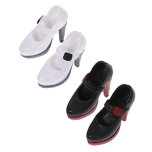 TOBBOMEY 2 Paar Puppenschuhe Puppe Miniatur Schuhe Spielzeug Miniatur-Schuhe Mini-Zubehör Mini-Spielzeug kinderspielzeug Kinder Spielzeug Miniatur-High Heels Puppe winzige Schuhe Plastik von TOBBOMEY