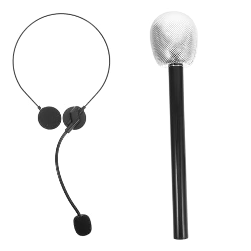 TOBBOMEY 2 STK Promi-Kleid Geschenkmikrofon Sternmikrofon Make-up-Mikrofon Fake-Mikrofon-Set Mikrofon Kopfhörer Sänger-Headset-Requisite gefälschtes Kopfmikrofon Plastik Silver von TOBBOMEY