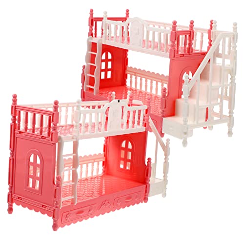 TOBBOMEY 2 Sets Mini- -Puppen-etagenbett-Modelle, Puppenhaus-Bett-Modell, Puppenhaus-möbel-Modell von TOBBOMEY