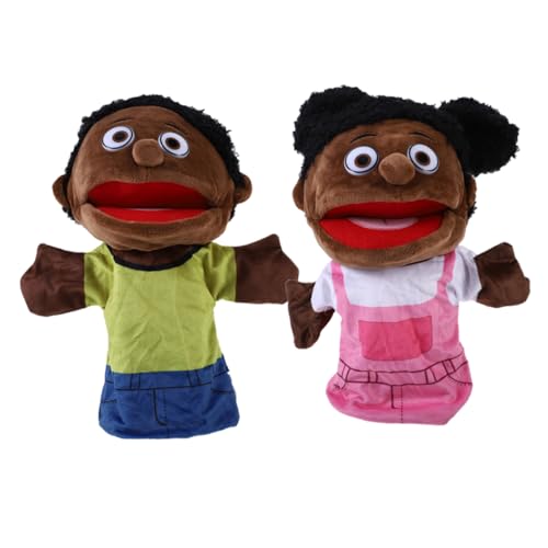 TOBBOMEY 2 Stück Familie Handpuppe Stofftier Puppen Familienmitglied Handpuppe Geschichtenerzählen Handpuppe Cartoon Figur Handpuppe Stofffigur Puppe Familienmitglied Plüsch von TOBBOMEY