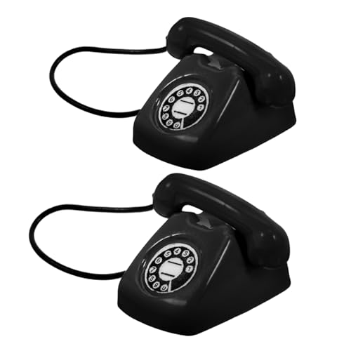 TOBBOMEY 2 Stück Miniatur Retro Telefon Modell aus Detailliertes Vintage Zubehör für Puppenhaus Dekoration Kreative Szene Requisite für Sammler und Bastelfreunde Schwarz TOBBOMEY 2 Stück Miniatur Retro Telefon Modell aus Detailliertes Vintage Zubehör für Puppenhaus Dekoration Kreative Szene Requisite für Sammler und Bastelfreunde Schwarz von TOBBOMEY