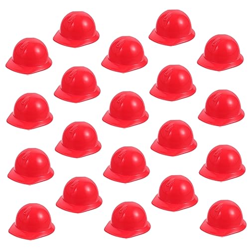 TOBBOMEY 20 Stk Spielzeughelm Mini-bauschutzhelme Puppenhüte Schutzhelme Für Miniaturpuppen Puppen-schutzhelm Mini-sicherheitshut Miniaturpuppen-bauhut Aufkleber Für Schutzhelme Rot Abs von TOBBOMEY