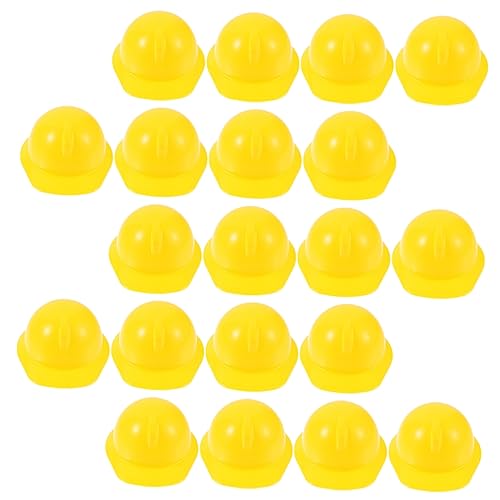 TOBBOMEY 20 Stk Spielzeughelm kleiner Hut Miniatur-Konstruktionsspielzeug Mini-Puppen DIY-Hüte doll accessories Puppenkleidung Bauhut für Minipuppen Plastikpuppenhelme Abs Yellow von TOBBOMEY