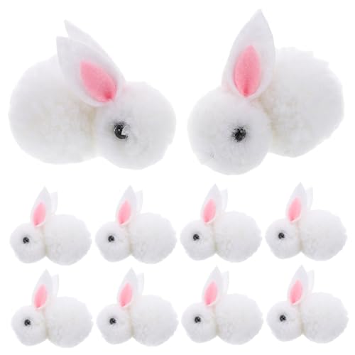 TOBBOMEY 20st Hase Stoffhase Mini-filzhase Figur Kleines Modell Puppenhaus Mini-fotorahmen Frühlingskaninchen Kinderaccessoires Favorisieren Ginkgo Kleine Hasen-anhänger Weiß Plüsch von TOBBOMEY