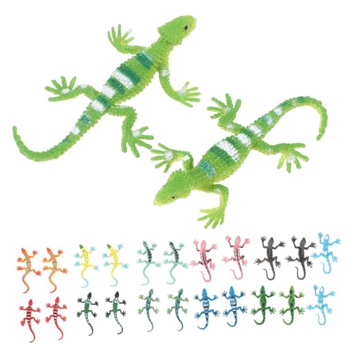 TOBBOMEY 24 STK Eidechsenmodell Eidechsenspielzeug Hüpfbälle Für Eidechsenfigur Dinosaurier- Actionfigur Reptilienspielzeug Matschig Tasche Klebrige Eidechsen Kunststoff-PVC von TOBBOMEY