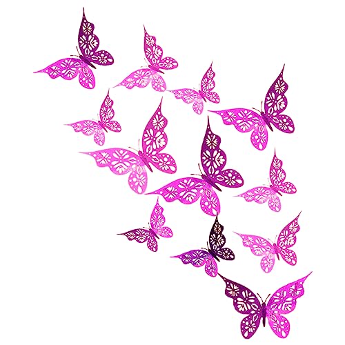 TOBBOMEY 24st Schmetterling Wandtattoo Dekorative Wandaufkleber Schmetterlinge Wandaufkleber Dekoratives Wandtattoo DIY-wandtattoos Abziehen Und Aufkleben Rosy Papier von TOBBOMEY