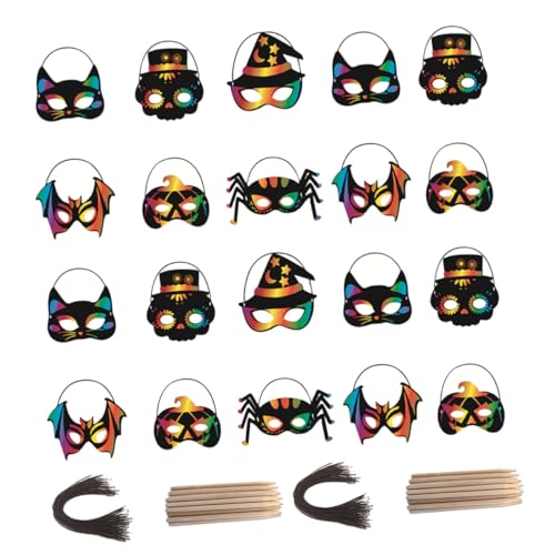 TOBBOMEY 28 Stück Teiliges DIY Kratzpapier Masken Bastelset Bunte Tier und Fledermaus Masken für Halloween Party Kreatives Bastelzubehör für Erwachsene für Kostüm und Schulfeiern TOBBOMEY 28 Stück Teiliges DIY Kratzpapier Masken Bastelset Bunte Tier und Fledermaus Masken für Halloween Party Kreatives Bastelzubehör für Erwachsene für Kostüm und Schulfeiern von TOBBOMEY