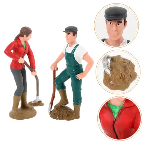 TOBBOMEY 2St Modell Einer Bauernhofpuppe entzückende Bauernfigur Action-Figuren-Modell Bauernfiguren Landwirtschaft Modellbau Kuchen Figurenmodell Dekoration Sandtisch-Zubehör Plastik von TOBBOMEY