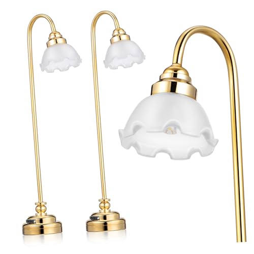 TOBBOMEY 2St Schreibtischlampe Miniaturlampe Miniatur-Puppenstubenlampe Miniatur-Hausbausatz Lampe puppenhaus lampen für puppenstuben Puppenhaus-Leuchten Puppenstuben-Tischlampe Glas von TOBBOMEY