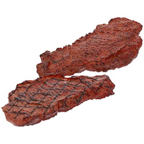 TOBBOMEY 2St Steak-Modell künstliche Fleischrequisiten Simulation Essen Simulation Rindfleisch Spielzeug für Kinder kinderspielzeug Toys Home-Office-Dekor gefälschtes Steak PVC Brown von TOBBOMEY