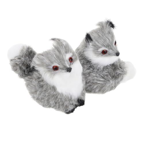 TOBBOMEY 2St kleine fuchsverzierung Fuchs-Ornament Kuscheltiere aus dem Wald Plüschtier Fuchs Simulation Plüschtiere Plüsch Tierchen Simulationstiere Fuchs gefüllte Aniaml Plastik Grey von TOBBOMEY