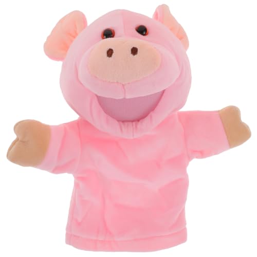 TOBBOMEY 2st Früherziehung Handpuppe Kindertiere Spielzeug Handpuppen Für Kinder Schweinefingerpuppe Cartoon-handpuppe Tierischer Finger Tierische Handpuppe -trainingspuppe Plüsch Rosa von TOBBOMEY