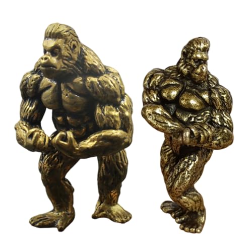 TOBBOMEY 2st King- -Orang-utan-Statue Antike Affenfiguren Affenstatue Affenfiguren Wohnkultur Gorilla- Gorilla-actionfigur Gorilla-Figur Miniaturfigur Gorilla-Statue Kupfer Golden von TOBBOMEY