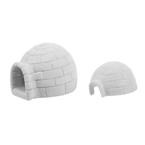 TOBBOMEY 2st Mikrolandschafts-iglu-Szene Miniatur-eishausdekorationen Mikro-iglu-Dekorationen Mikro-eishausfiguren Mikroarktische Ornamente Kleines Iglu-Spielzeug Mini-iglu-Figur Harz Weiß von TOBBOMEY