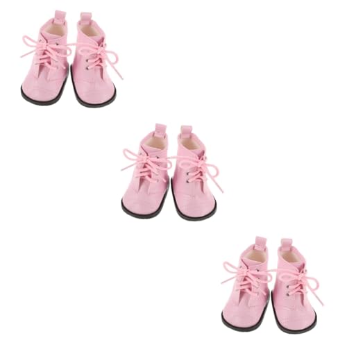 TOBBOMEY 3 Paare Puppenstiefel Mini-Turnschuhe Puppenturnschuhe Mini-Schuh-Dekor Miniatur-Schuhe puppenschuhe Steppschuhe für Mädchenpuppen Zubehör zur Herstellung von Puppenspielzeug Rosa von TOBBOMEY