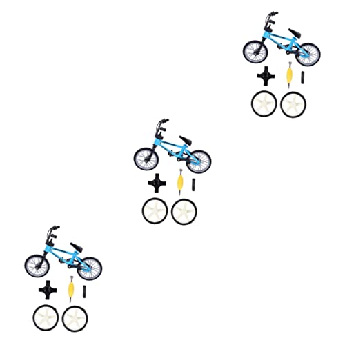 TOBBOMEY 3 Sätze Fingerrad Mini-Fingerbike Mini-Sportspielzeug Finger-Mini-Fahrrad Minifiguren Spielzeug für Kinder kinderspielzeug Fingerfahrräder Fahrrad aus Fingerlegierung Plastik Blue von TOBBOMEY