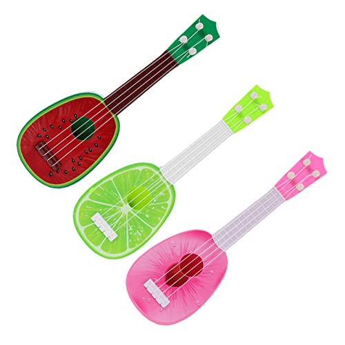 TOBBOMEY 3 Saiten Musikspielzeug Gitarre Kindergitarre Spielzeug Kleinkind Lernspielzeug Musikinstrument Spielzeug Für Kinder Obst Design Gitarrenspielzeug Gitarren von TOBBOMEY