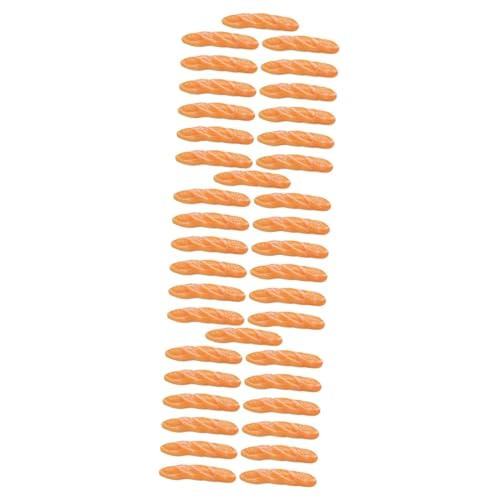 TOBBOMEY 39 STK Nachgemachtes Langes Baguette Lebensechtes Langes Brot Mini-Brot-ba-guette-Croissant Künstliche Nahrung Falsches Brot Mini-frühstücksornament Kuchendeckel Orange Harz von TOBBOMEY