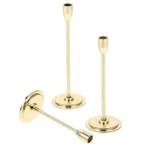 TOBBOMEY 3St Mini-Hausornamente Miniatures puppenstubenmöbel puppenhauszubehör Geschenkidee Teelichthalter Miniatur-Kerzenhalter Mini-Zubehör simulierter Mini-Kerzenhalter Metall Golden von TOBBOMEY