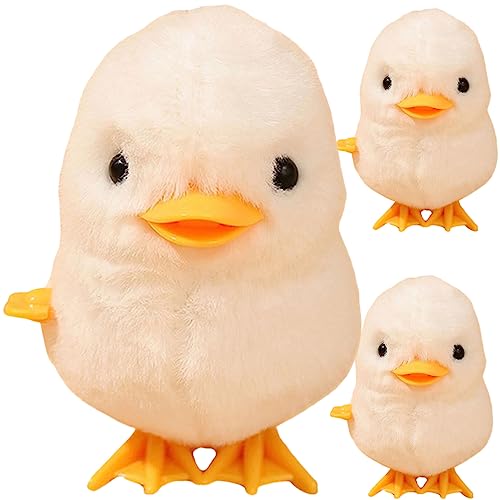 TOBBOMEY 3St springende Ente aus Samt Kuscheltier für Wind-up weihnachstsgeschenk Lustiges Plüschtiere realistische Tierspielzeuge Plastik Weiß von TOBBOMEY