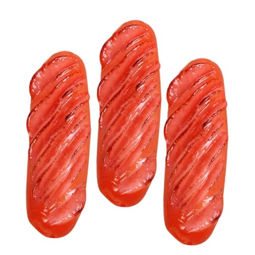 TOBBOMEY 3st Simulierte Wurst Gefälschtes Essen Gewicht Fleisch Vegetarische Hot Dogs Kürbis-tablett Spielzeugnahrung Hot-Dog-Roller Lebensmittelwärmelampenwärmer Hot-Dog-Maschine PVC Rot von TOBBOMEY