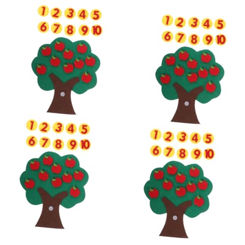 TOBBOMEY 4 Sets Filztafel-geschichten, Nicht Gewebt, Äpfel, Baum, Spielzeug, Kindergarten, Mathematik, Lernbereich, Memory-Spiel, Pädagogischer Filzbaum, Handgefertigt von TOBBOMEY