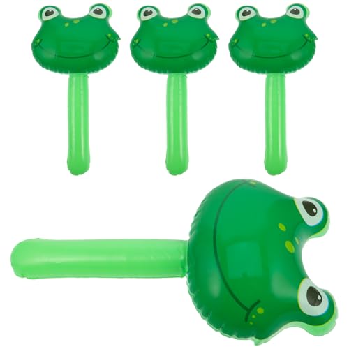 TOBBOMEY 4 Stück Aufblasbares Frösche-stäbchen-Spielzeug Mit Sound, Aufblasbare Stäbchenfrösche, Niedlicher Froschkopf-stab, Ballonhammer, Sprengstab, Frösche, von TOBBOMEY