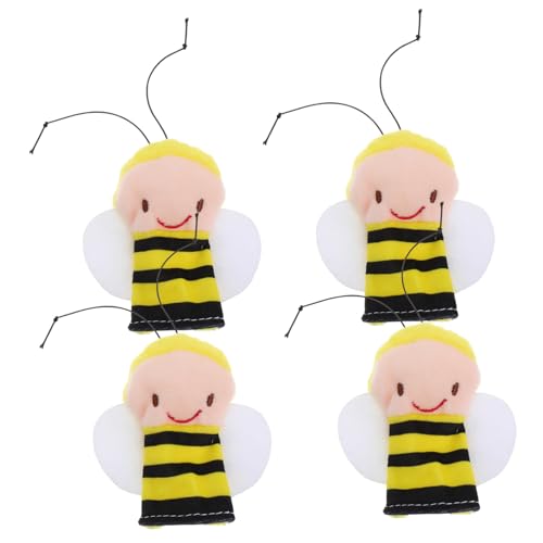 TOBBOMEY 4 Stück Bienen-fingerpuppenspielzeug Fingerpuppen Schöne Fingerpuppe Fingertierpuppen Tierpuppen Für Tierische Fingerpuppen Puppen Für Kleinkinder Plüsch von TOBBOMEY